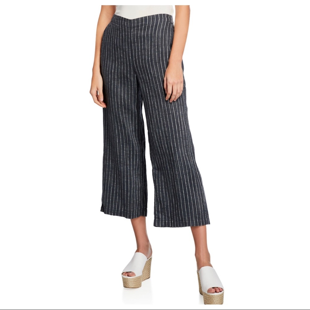 SOLD-NWT Eileen Fisher Linen Pinstripe Pants - Picture 1 of 8